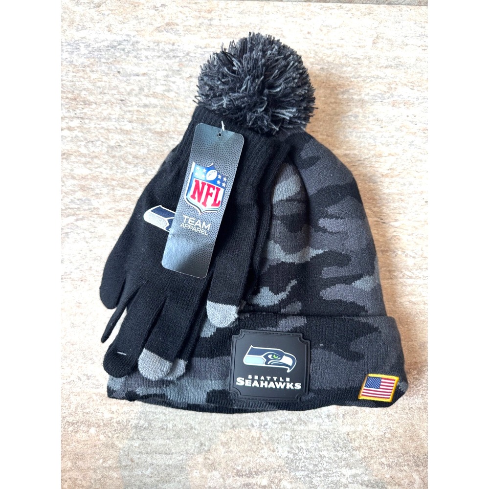 Seattle Seahawks NFL Camo Hat and Glove Set One Size‎ Unisex Retail $50 NWT!